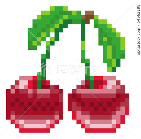 Set pixel art fruits icon 32x32 pixels Royalty Free Vector