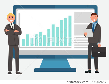 Business Report, Rising Graph, Office Worker Vector Business Report, Rising Graph, Office Worker Vector 54962637
