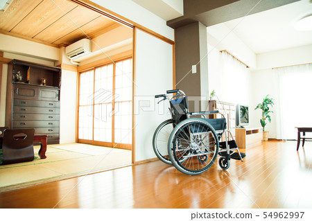 Nursing senior home care wheelchair living Japanese-style room 54962997
