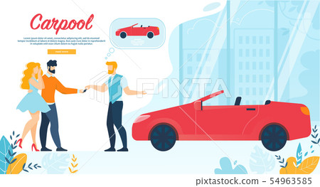 Carpool Banner, Man Give Car Key to Young Couple 54963585