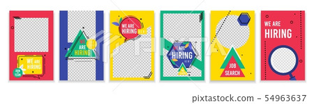 Flyer Set Collection we are Hiring Now Cartoon. 54963637