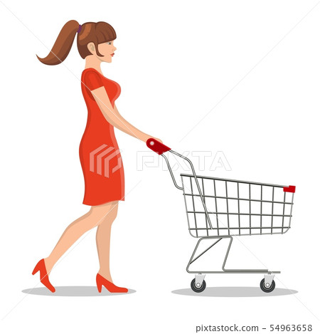 shopping woman with a cart 54963658