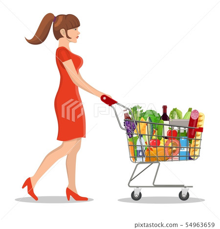 Young woman pushing supermarket 54963659