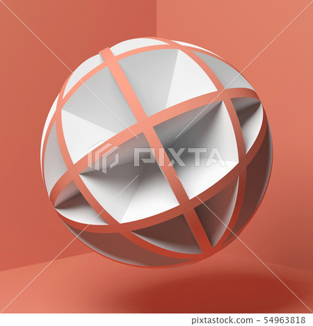 Abstract red white spherical in empty room 54963818
