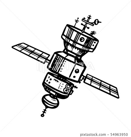Astronaut spaceship for traveling in space. Satellite for the study of planets and galaxies Astronaut spaceship for traveling in space. Satellite for the study of planets and galaxies 54963950