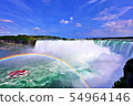 Rainbow over Niagara Falls and cruise ship 54964146
