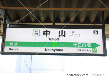 橫濱線中山站（JH19）的車站名稱顯示板（橫濱市綠區） 54964155