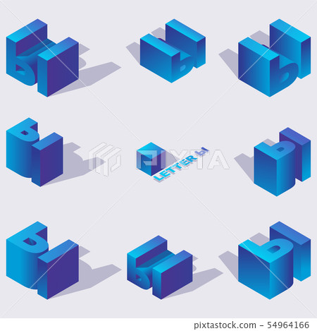 blue isometric letters hard yery drawn 54964166