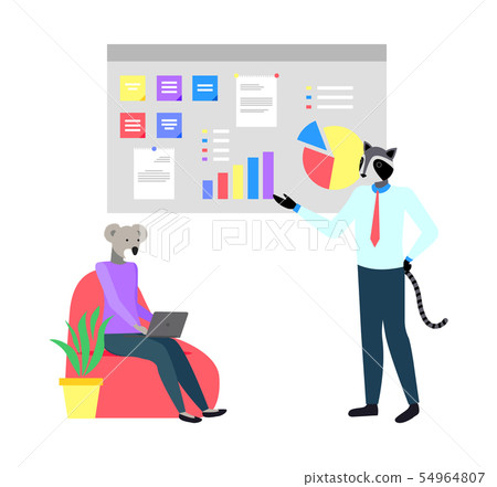 Presenter and Worker, Hipster Animals at Work Presenter and Worker, Hipster Animals at Work 54964807