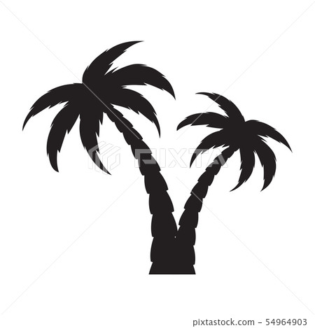 Simple palm tree silhouette. Vector Simple palm tree silhouette. Vector 54964903