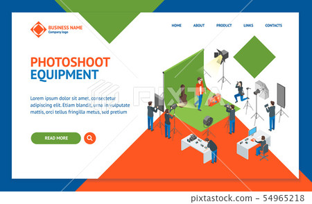Photo Studio Interior Landing Web Page Template Isometric View. Vector Photo Studio Interior Landing Web Page Template Isometric View. Vector 54965218
