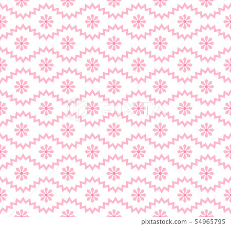 Seamless pattern with geometric zigzag and small flowers. Abstract black and white floral texture Seamless pattern with geometric zigzag and small flowers. Abstract black and white floral texture 54965795