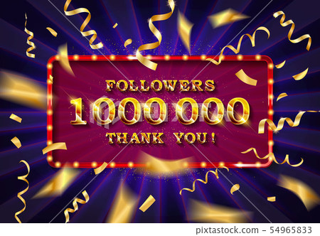 1 million followers thank you gold illustration. 54965833