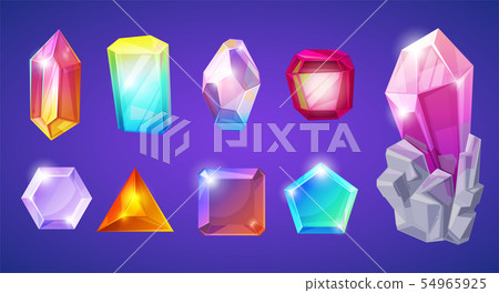 Crystal stone crystalline gem and precious gemstone for jewellery illustration set of jewel or 54965925