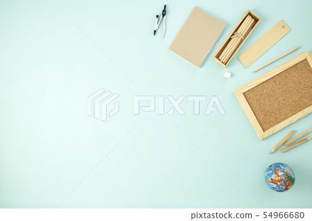 Back to school supplies concept blue background Back to school supplies concept blue background 54966680