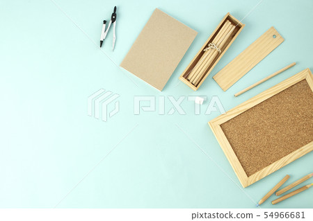 Back to school supplies concept blue background Back to school supplies concept blue background 54966681