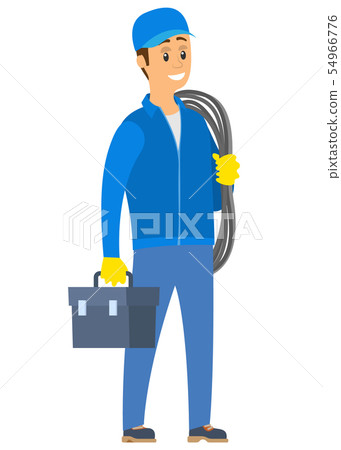 Worker Holding Rope and Handbag, Electric Vector Worker Holding Rope and Handbag, Electric Vector 54966776