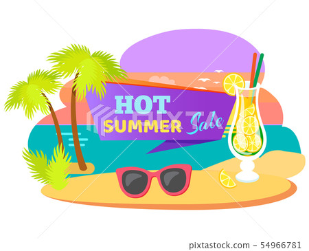 Hot Summer Sale, Summertime Sticker with Cocktail 54966781