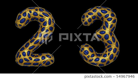 Number set 2, 3 made of realistic 3d render golden shining metallic. Number set 2, 3 made of realistic 3d render golden shining metallic. 54967946