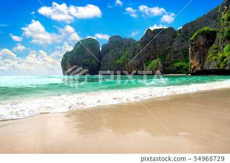 Maya bay at Phi Phi island in Thailand. Maya bay at Phi Phi island in Thailand. 54968729