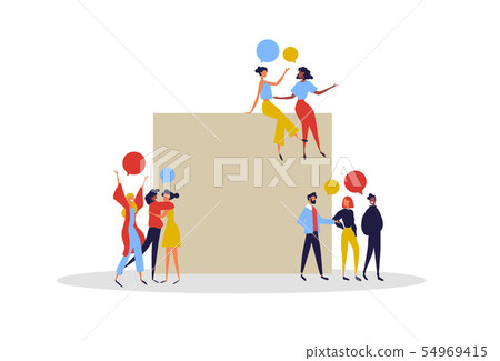 Empty sign happy friends on isolated background - Stock Illustration ...