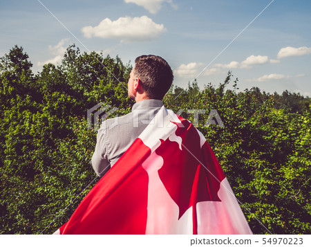 Man waving a Canadian Flag. National holiday 54970223