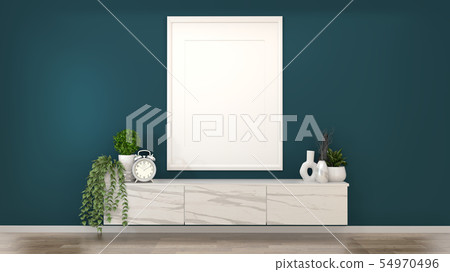 Mock up frame on granite cabinets in a dark green 54970496