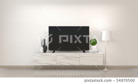 Smart Tv Mockup on zen living room Smart Tv Mockup on zen living room 54970500