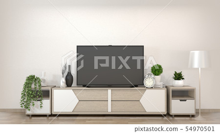 Smart Tv Mockup on zen living room 54970501