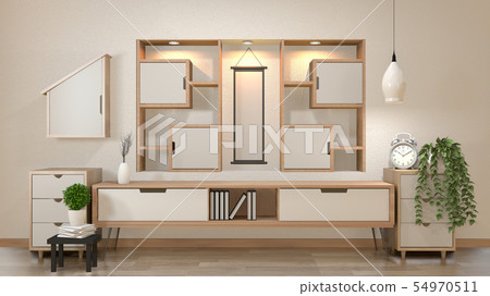 cabinet and decoration in modern zen empty 54970511