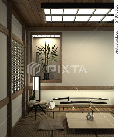 Japan Room With Tatami Mat Floor Stock Illustration 54970516