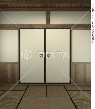 Empty room japanese style with door japan style.3D Empty room japanese style with door japan style.3D 54970536