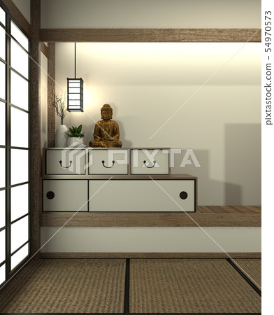 Mock up Japan room with tatami mat floor 54970573