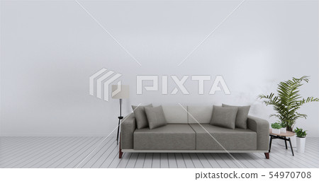 Livingroom interior wall mock up empty white 54970708