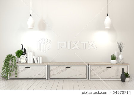 Mock up Tv shelf cabinet in modern empty room. 3d 54970714