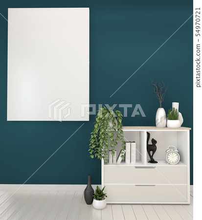 Mock up frame on wooden Cabinets TV in a dark 54970721