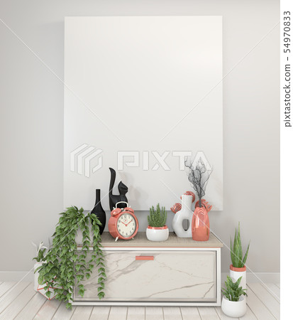 mock up poster granite cabinet and frame.3d 54970833