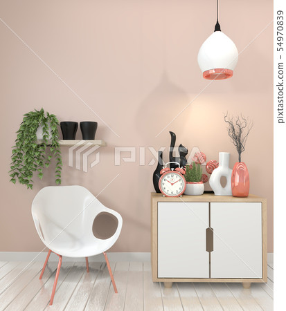 mock up wood cabinet and chair.3d rendering 54970839