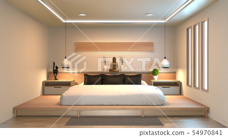Modern peaceful Bedroom. zen style bedroom. 54970841