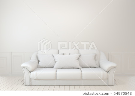 Interior poster mock up with empty wooden sofa, Interior poster mock up with empty wooden sofa, 54970848