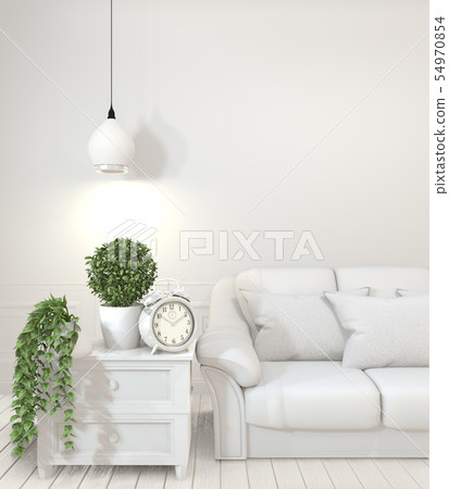 Interior poster mock up with empty wooden sofa, Interior poster mock up with empty wooden sofa, 54970854
