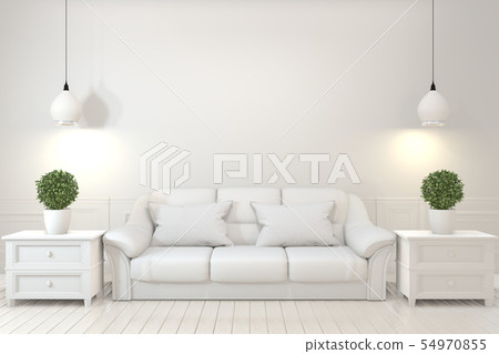Interior poster mock up with empty wooden sofa, Interior poster mock up with empty wooden sofa, 54970855