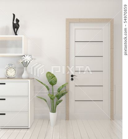 mock up poster and decoration plants on cabinet in 54970859