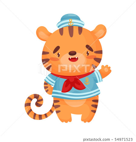 Cute tig sailor. Vector illustration on white background. Cute tig sailor. Vector illustration on white background. 54971523