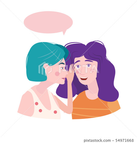 Two Girls Gossiping Surprised Says Rumors To Stock Illustration