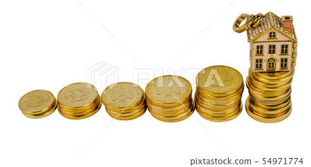 Coin of Serbian money with a house figure 54971774