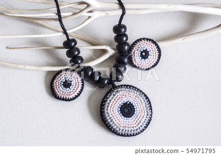 Handmade accessories in ethnic style on wooden 54971795