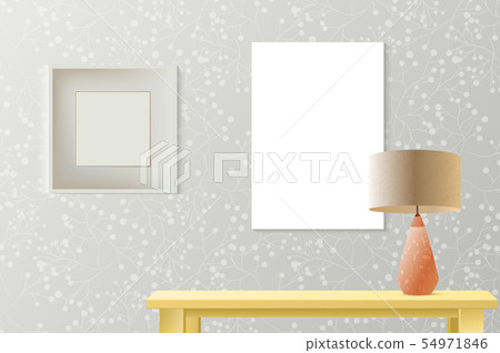 Interior room realistic mockup with poster on wall 54971846