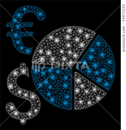 Bright Mesh 2D Dollar and Euro Pie Chart with Flare Spots Bright Mesh 2D Dollar and Euro Pie Chart with Flare Spots 54972250