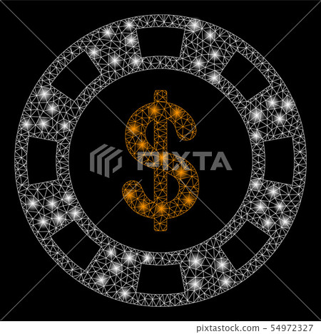 Bright Mesh Wire Frame Dollar Casino Chip with Flash Spots Bright Mesh Wire Frame Dollar Casino Chip with Flash Spots 54972327